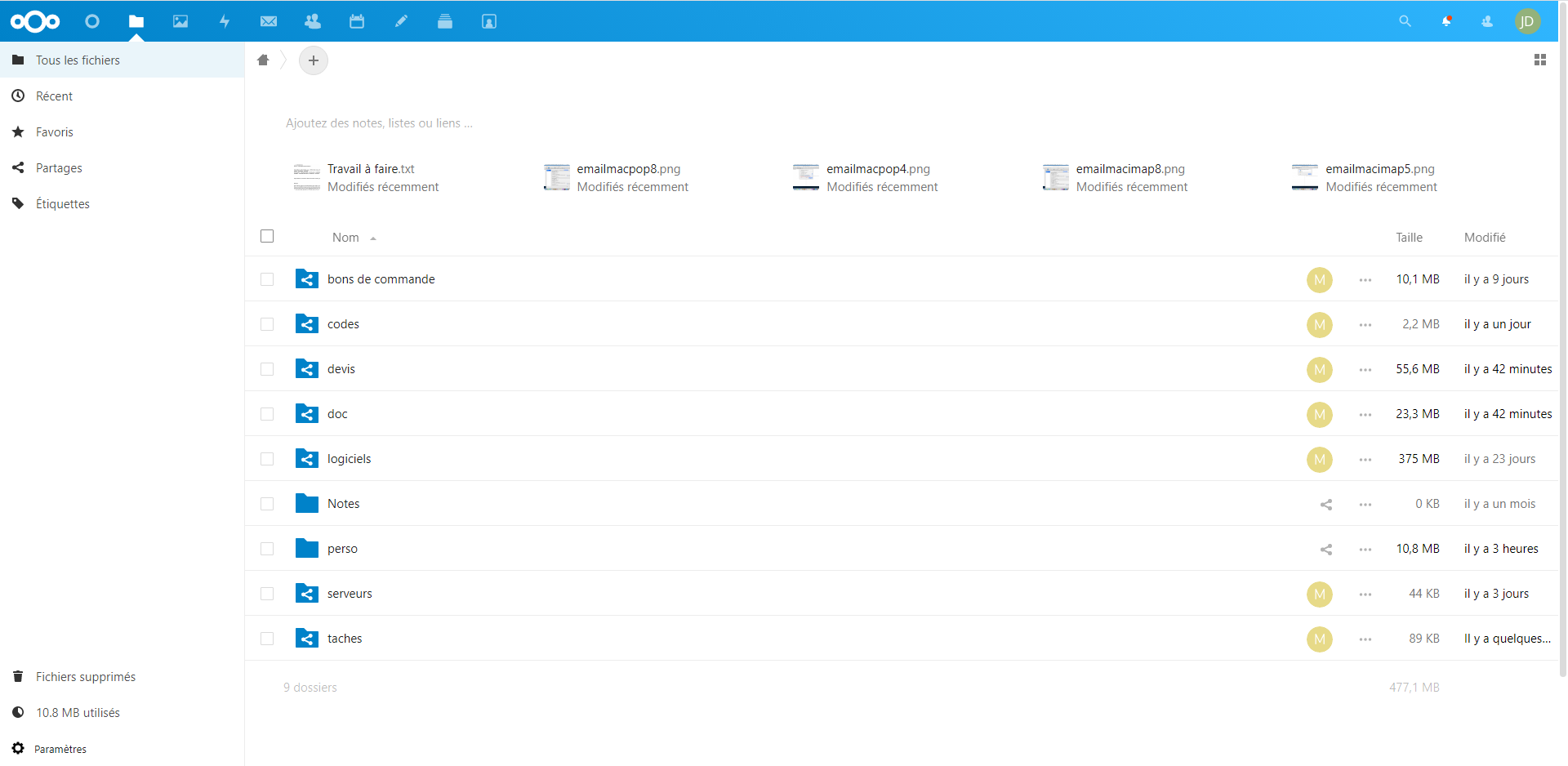 Interface Nextcloud